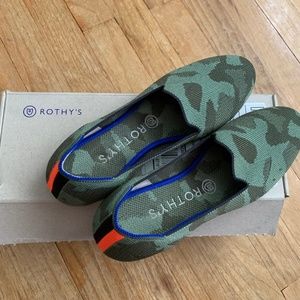 Rothy's Olive Camo Loafers, Size 8